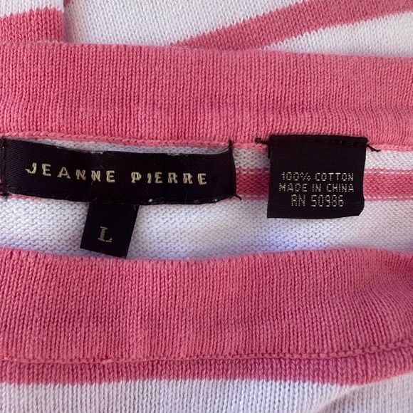 Jeanne Pierre Pink and White Striped Sweater - Size Large - Picture 2 of 5